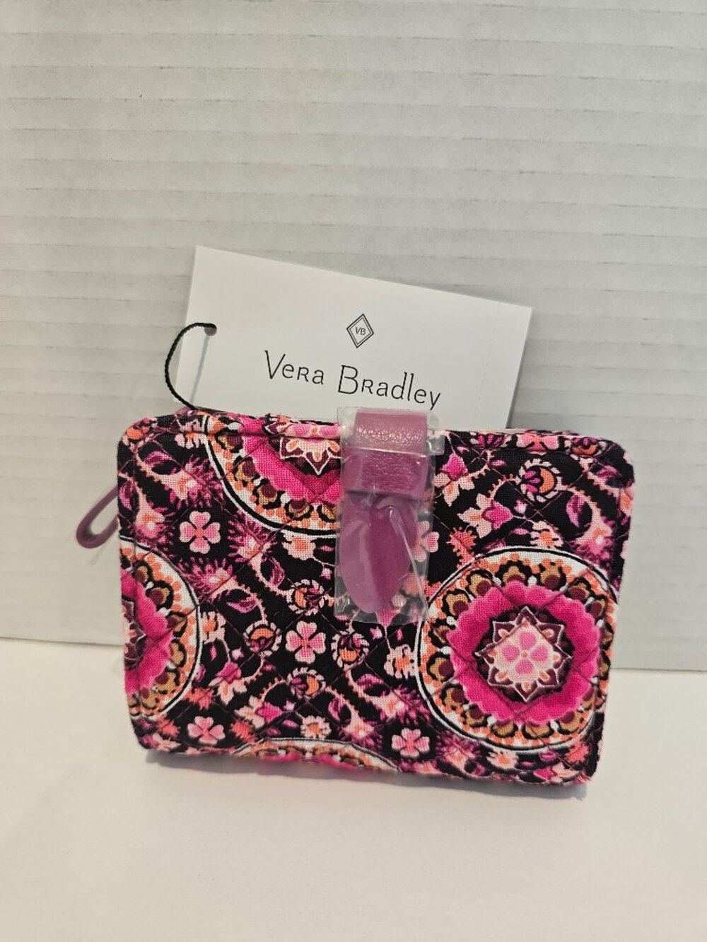 NWT Vera Bradley Iconic RFID Small Wallet Raspberry Medallion Pink Paisley - Picture 6 of 8